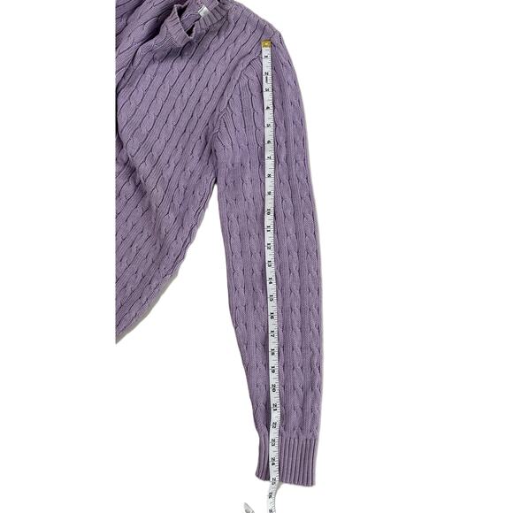 Aqua cotton Cable Knit Sweater Lavender Crew Neck Women M - Picture 7 of 7